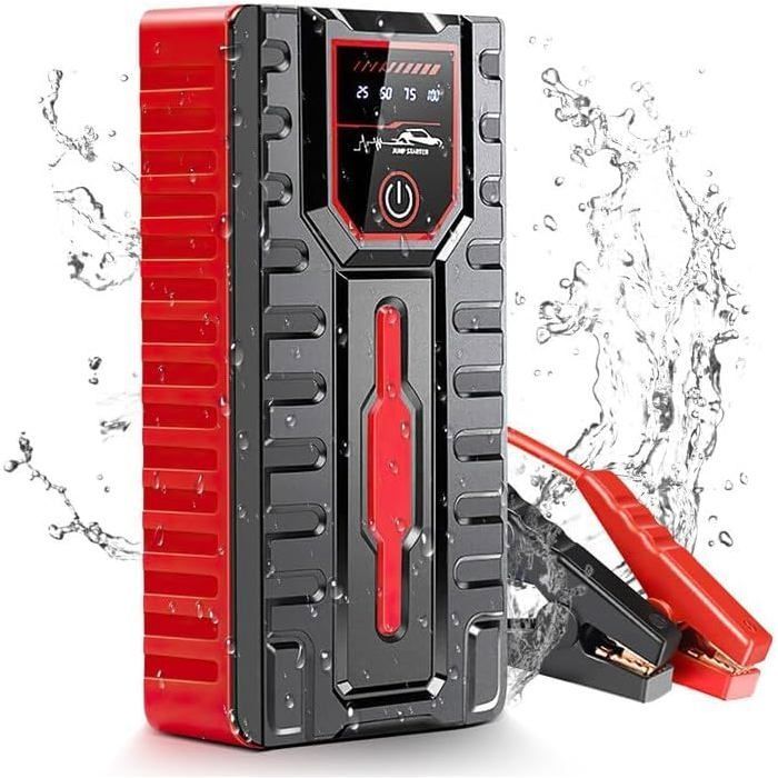 Arrancador de batería de litio UltraSafe de 5000 A y 12 V para coche, cargador de batería USB portátil y cables de arranque.