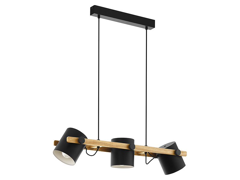 Lampa wisząca Hornwood 3-punktowa stalowa czarna