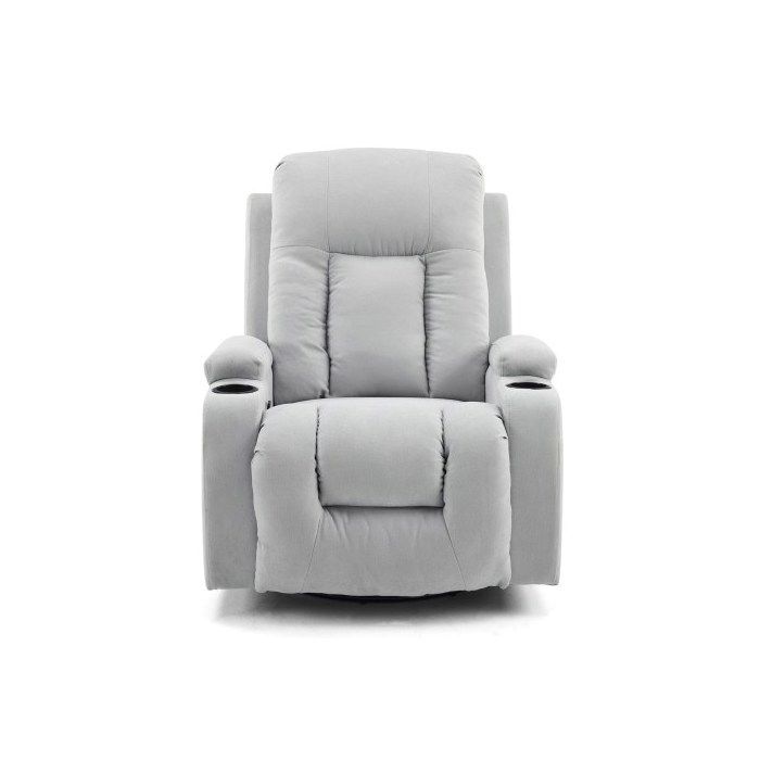 Sillón de masaje y calefacción, giratorio 360°, reclinable manualmente, 76x85x105 cm, gris claro.