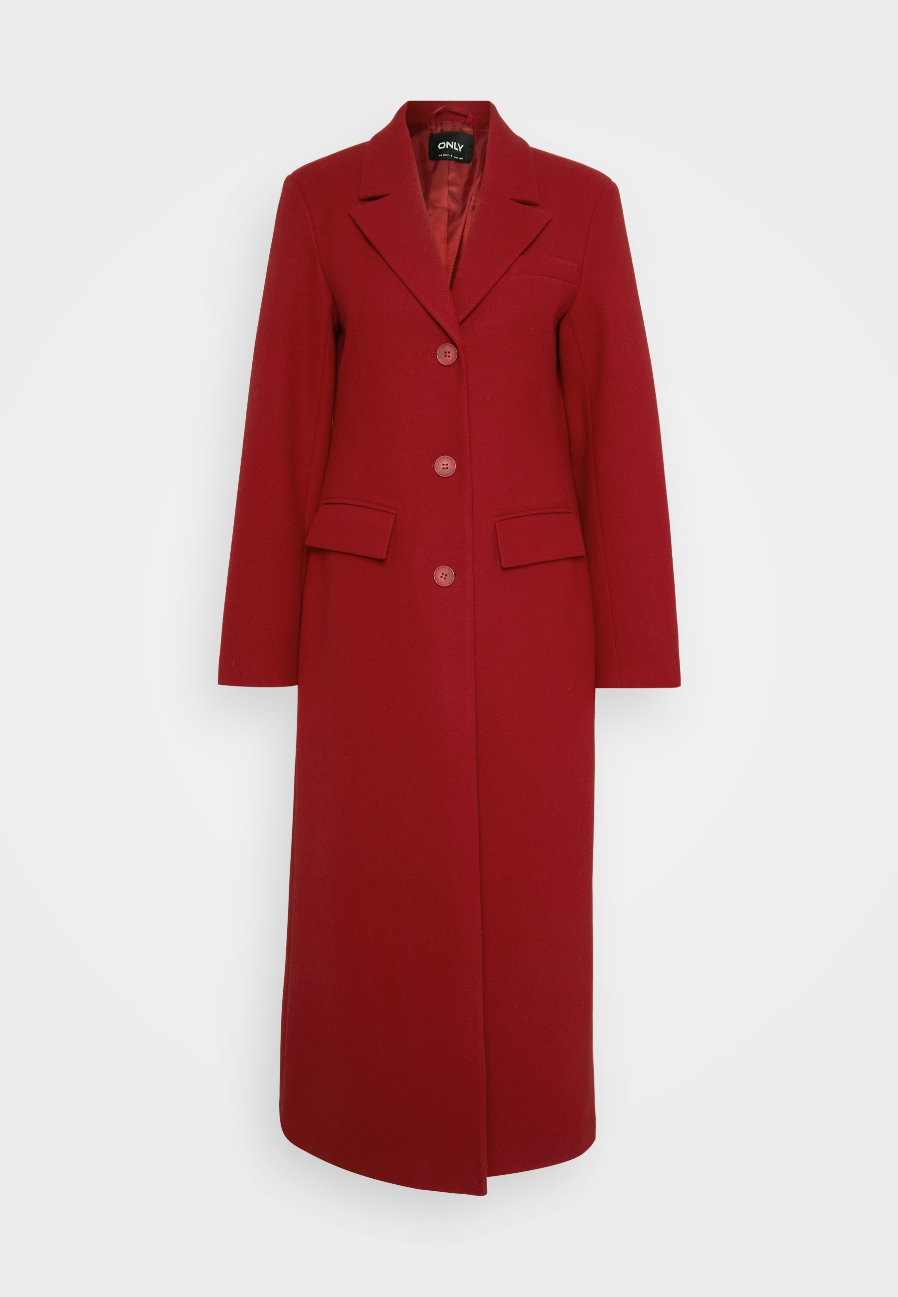 ONLY Tall ONLNANCY LIFE LONG FITTED COAT - Kåpe/kåpe / frakk - karanda red