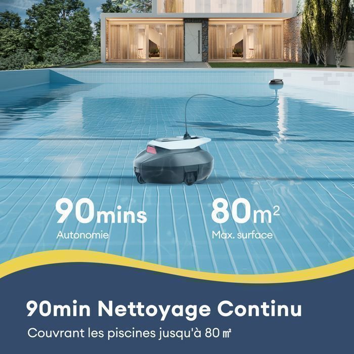 Pool robot - ULTENIC - P10 - 90-minute battery life - 2.5L dustbin - Automatic cleaning
