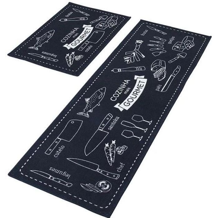Set van 2 keukenmatten - Blauw - 40 x 60 cm en 40 x 120 cm