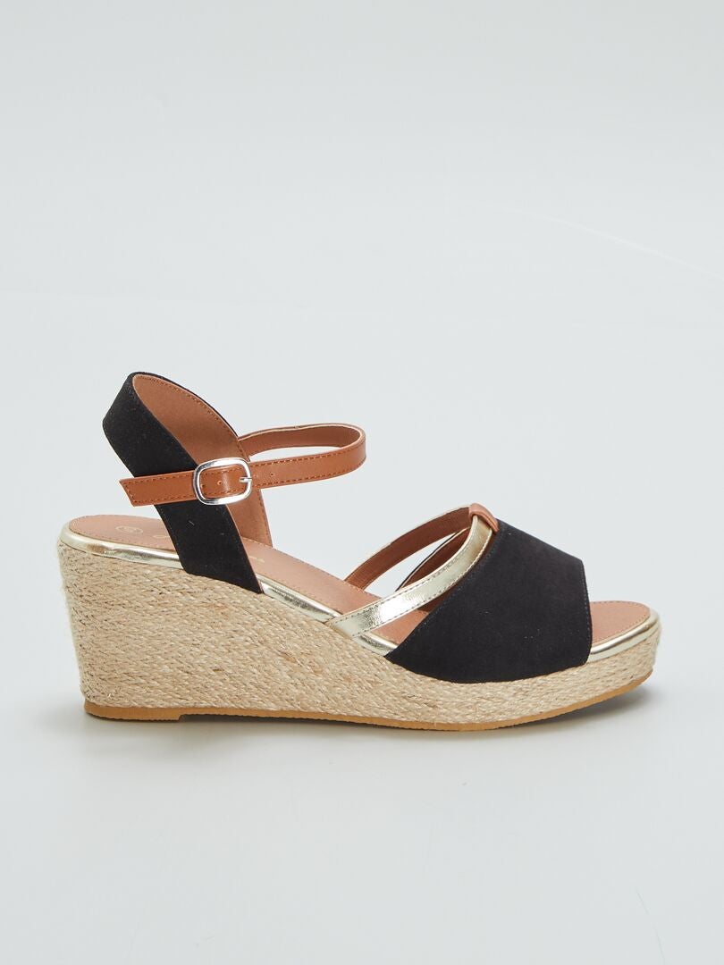 Sandalen met sleehak - ZWART