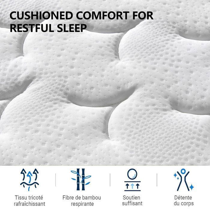 Colchón de espuma viscoelástica de 90x200 cm, certificado Oeko-TEX®, 23 cm de grosor, reversible, transpirable, ergonómico para dormir.