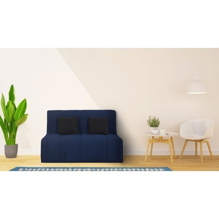 Banquette BZ 2 places EVASION - Tissu marine - Matelas SIMMONS - Couchage 188x138 cm