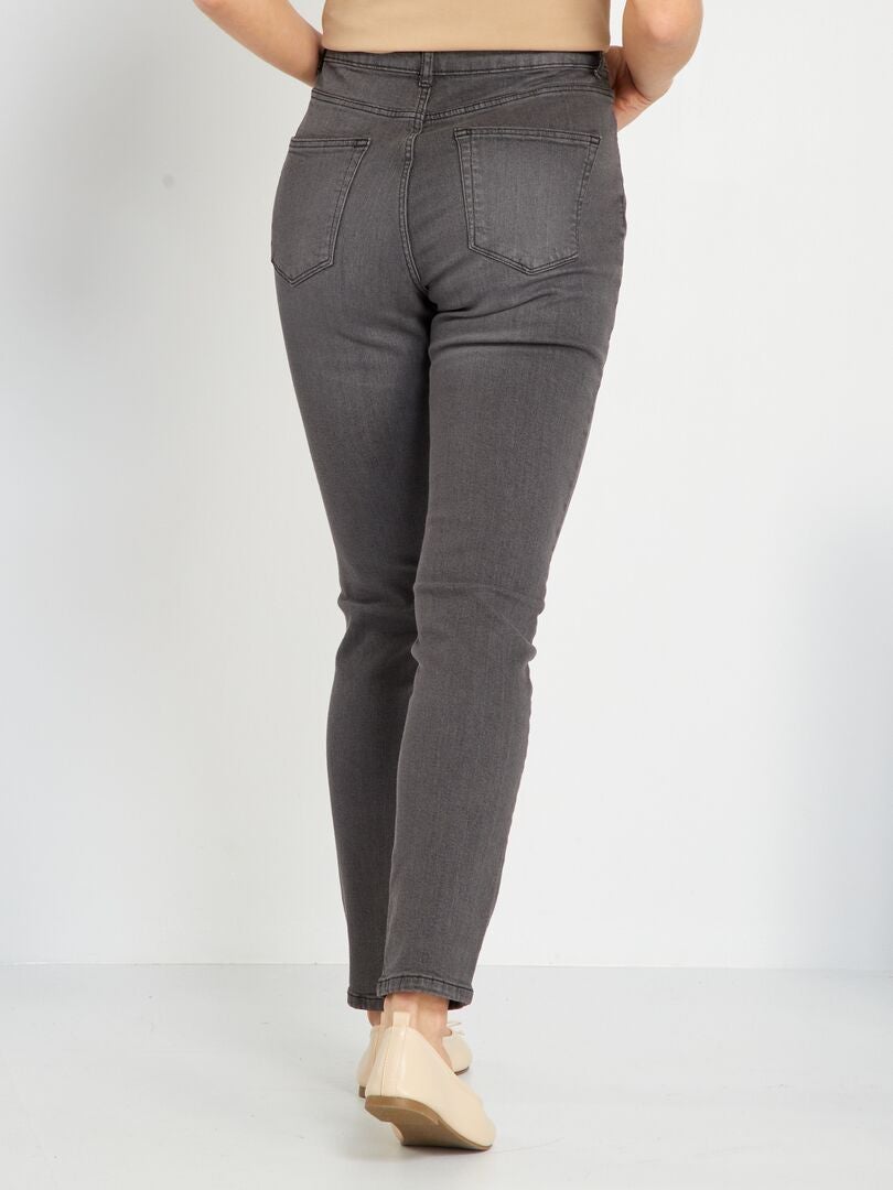 Calça jeans slim de cintura alta - L34 - CINZA