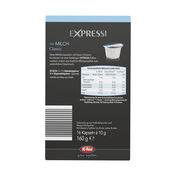 Milk Classic type capsules, 6 x 160 g