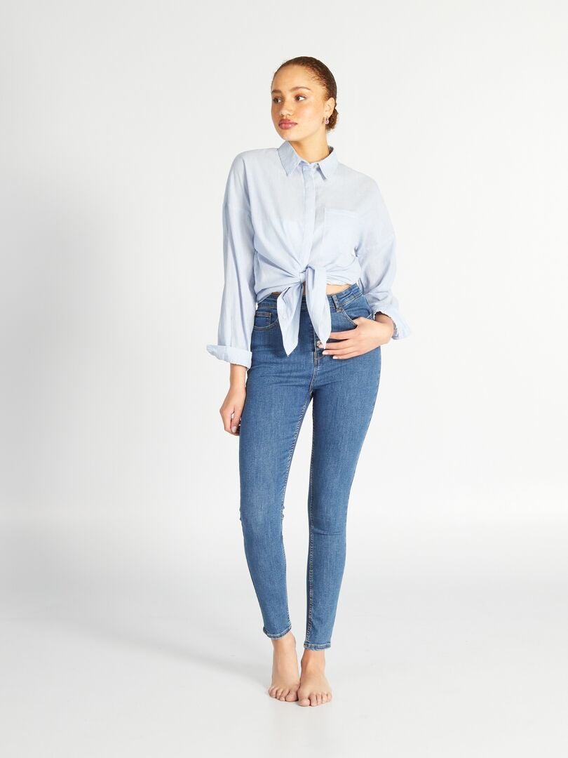 Calça jeans skinny de cintura alta - AZUL