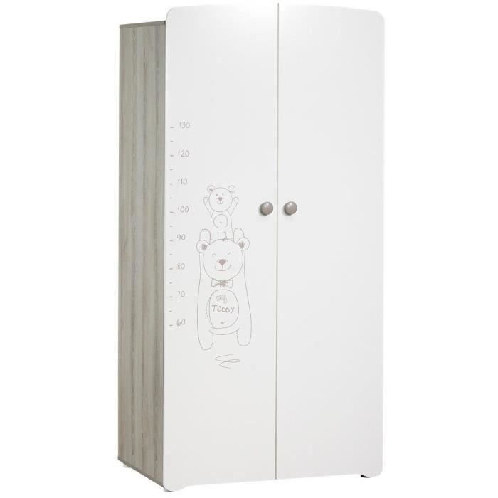 Teddy baby room trio: 120x60 cot, changing table and wardrobe - Babyprice - White