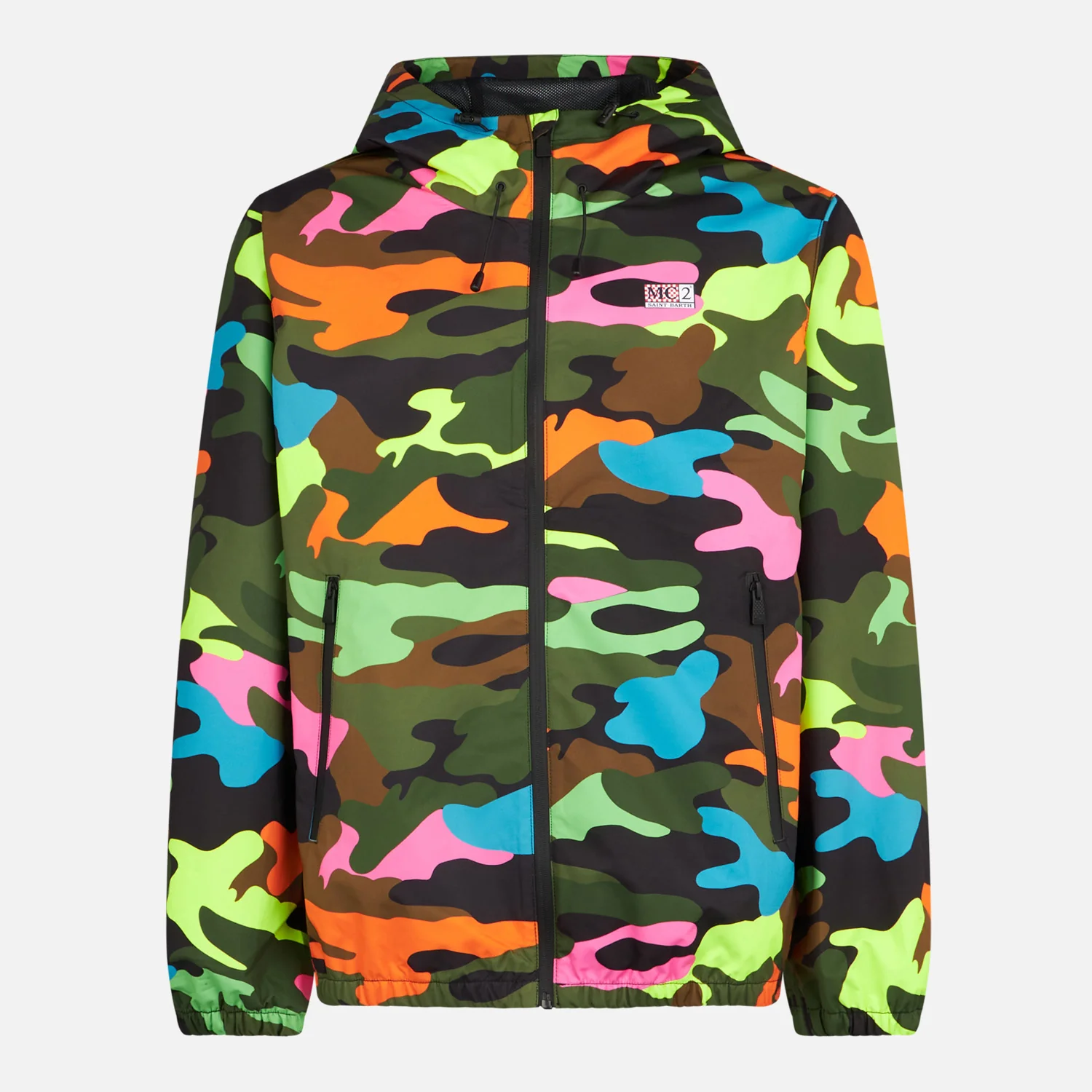 Heren windjack met capuchon en camouflageprint