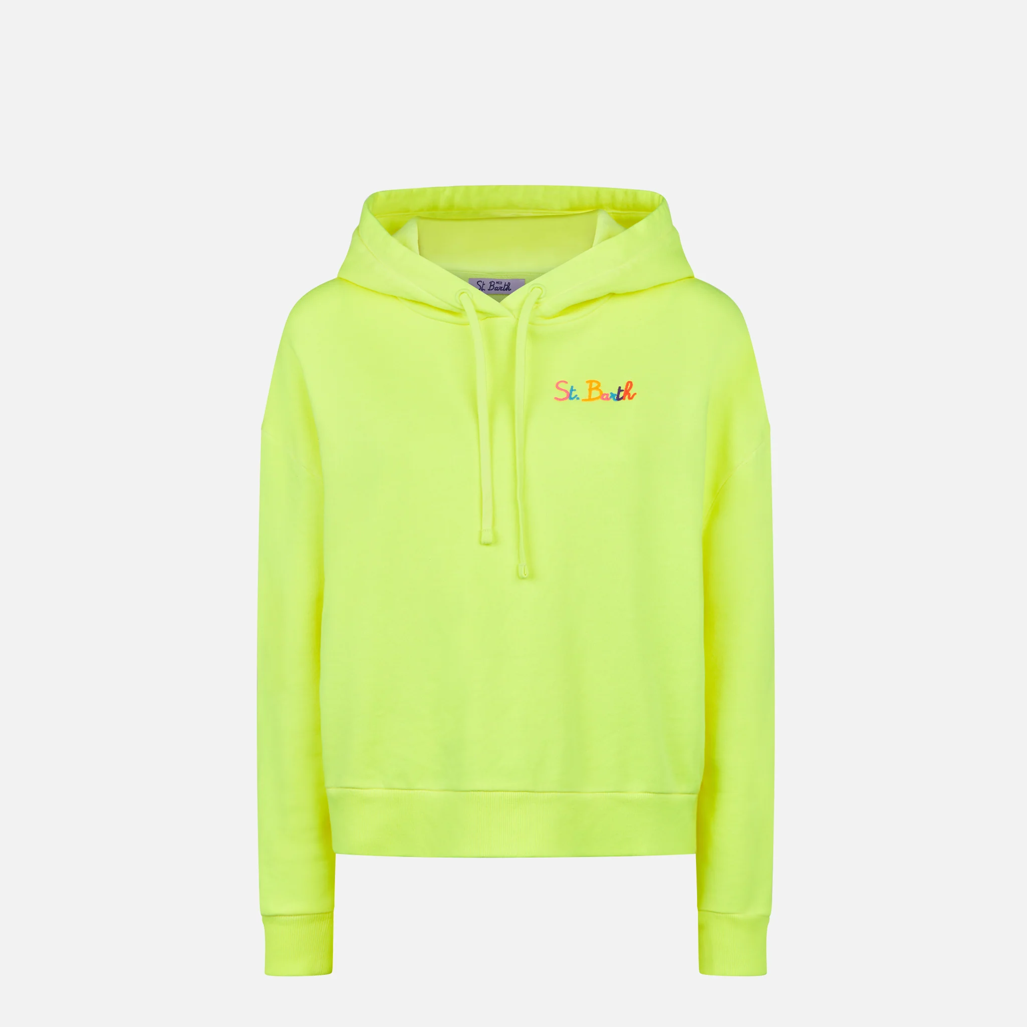 Moletom amarelo fluorescente com bordado de St. Barth
