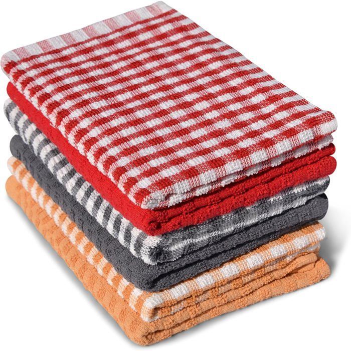 6 toallas (10 de algodón, 45x) – absorbentes – lavables