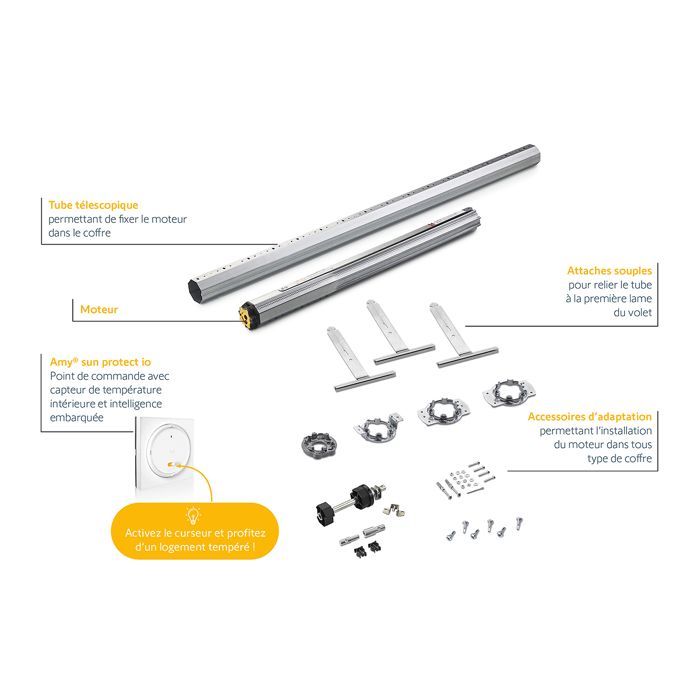 SOMFY 1245874 - RMS 1700 - Kit de motor inalámbrico universal para persianas enrollables - 10 Nm - Ancho máximo 1,7 m - para caja de persiana enrollable