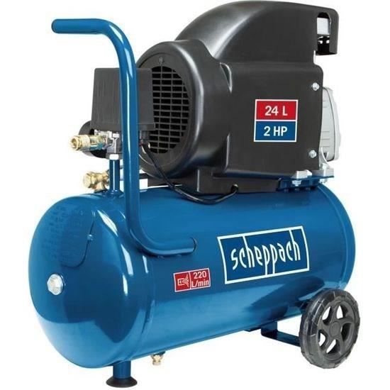Scheppach HC26 Horizontal Air Compressor - 24L - 1500W - 8 bar (Supplied with 280ml of oil) without accessories