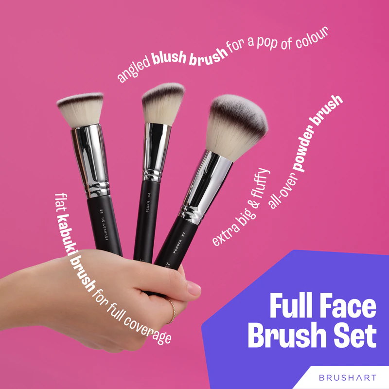 BrushArt Professionelles Gesichtspinselset mit Kosmetiktasche, Schwarz