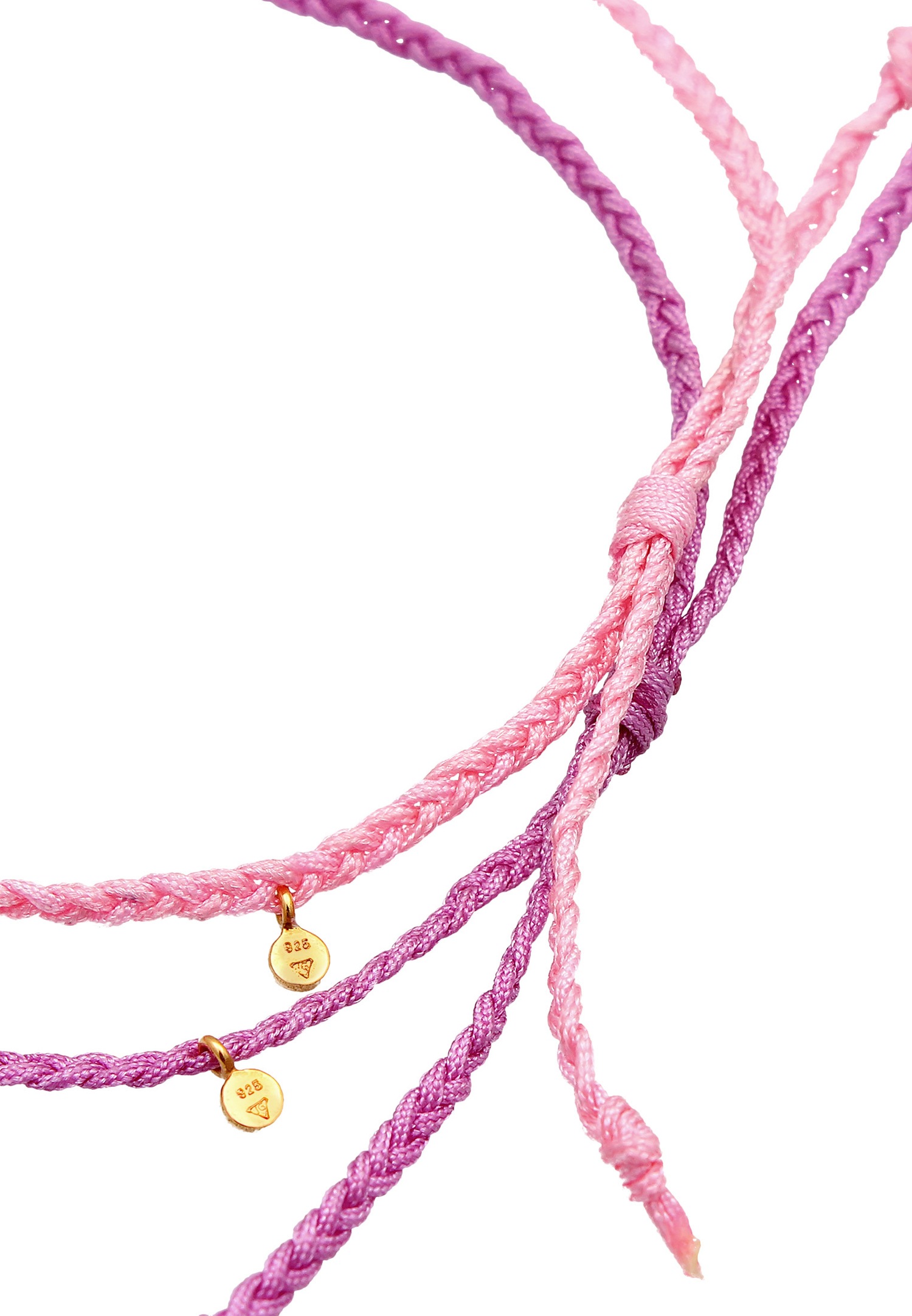 Elli Ensemble de rubans en nylon pour dames - Perles à motif de tresse ajustables en argent sterling 925