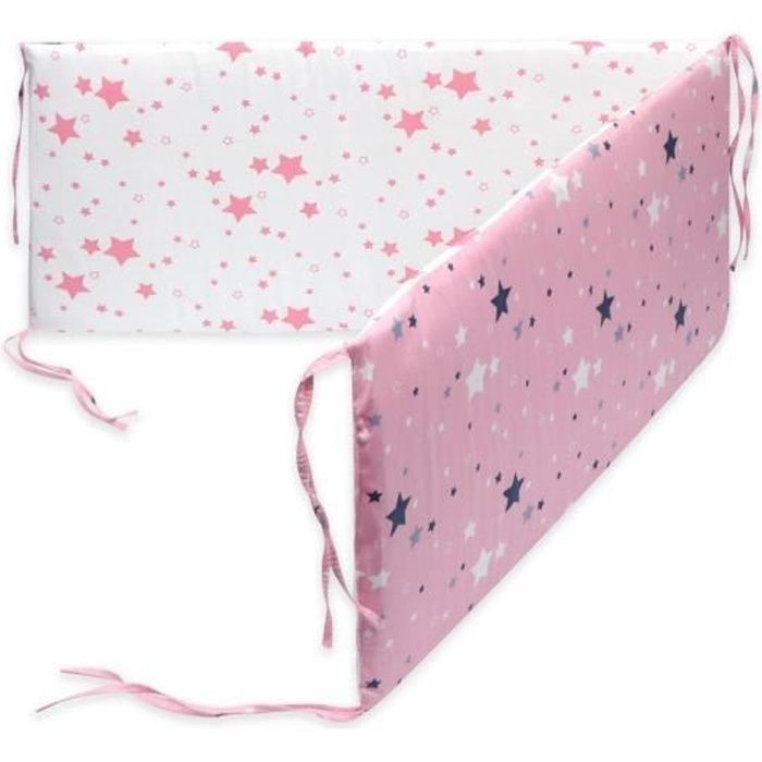 Protector de cuna, estampado CB3010, 130 x 30 cm, rosa