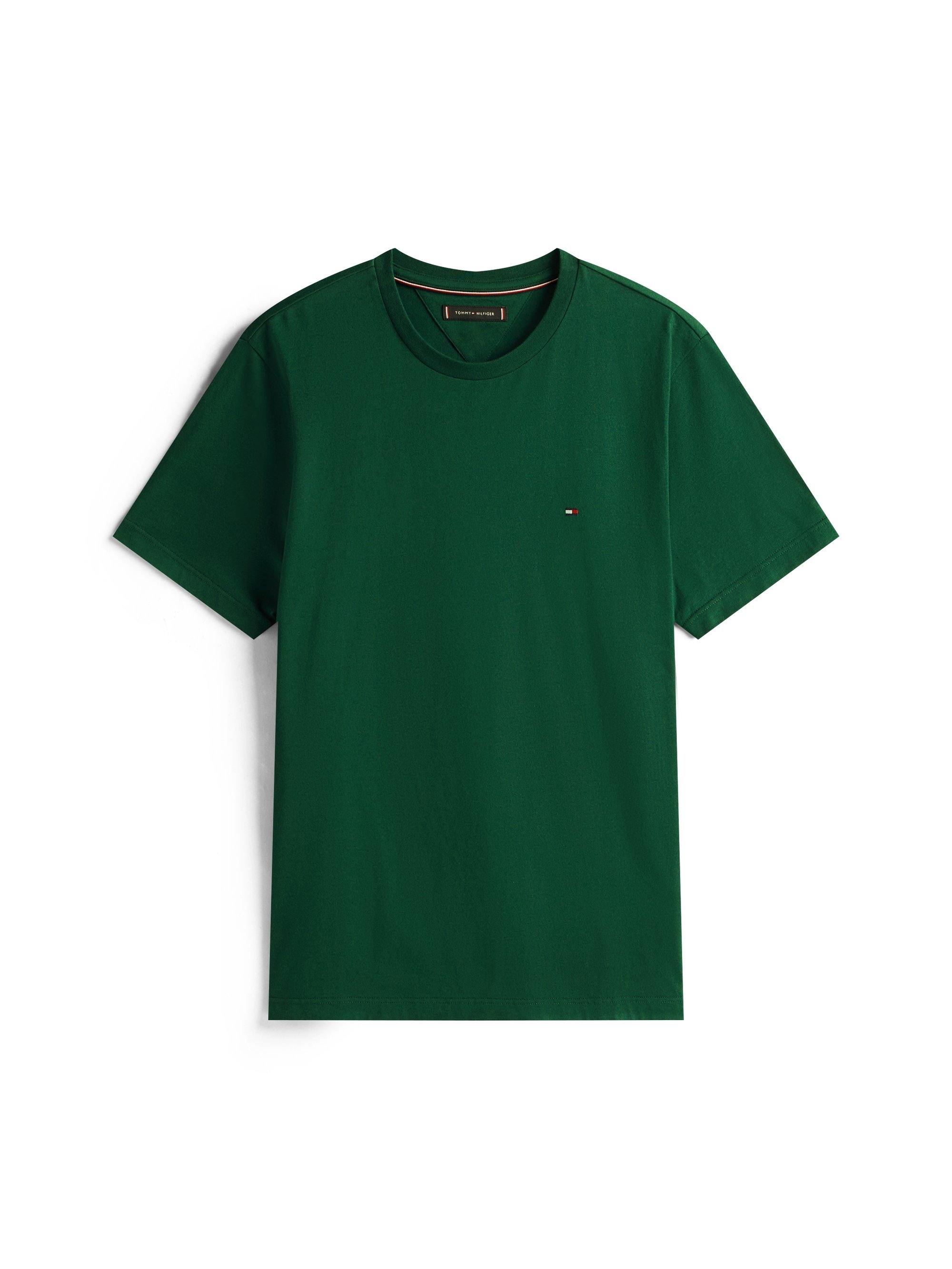 Tommy Hilfiger Saisonales einfarbiges T-Shirt – Basic-T-Shirt – Ziergrün