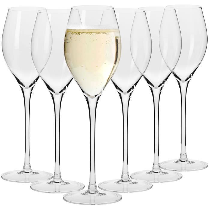Krosno Petite Verre à Vin Prosecco en Cristal - Lot de 6 Verres - 300 ml - Collection Harmony - Lavable au Lave-Vaisselle