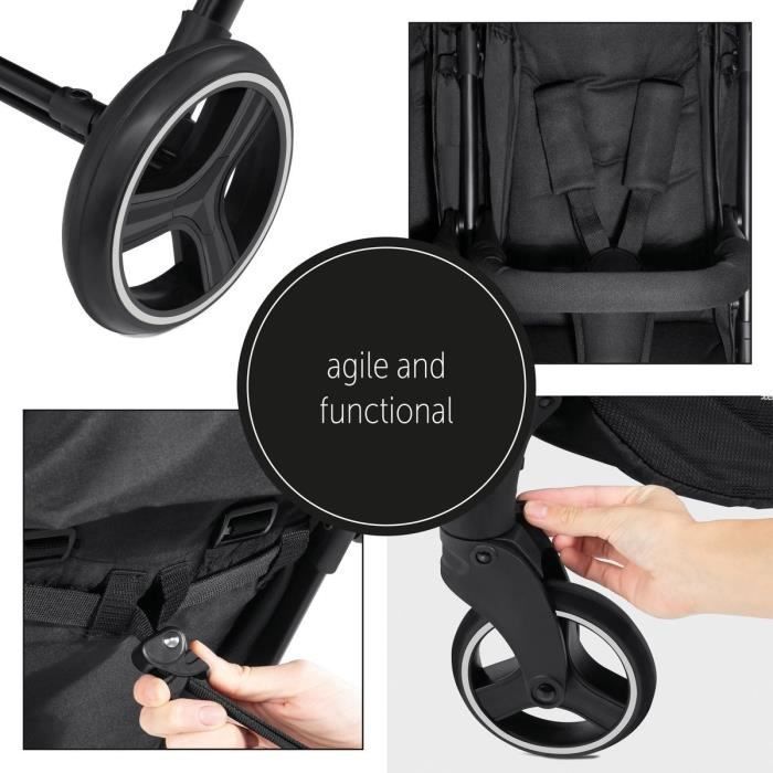 HAUCK - Poussette double - SWIFT X DUO - 4 roues - Pliage à 1 main - Noir
