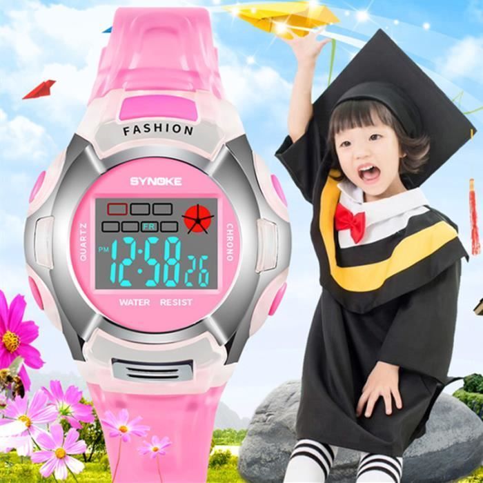 Orologio digitale sportivo impermeabile da ragazza, modello 2020, con cinturino rosa - Regalo per bambine