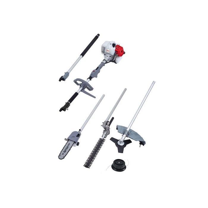 Outils de Jardin Multifonction Thermique 4 en 1 Taille haie + Élagueuse + Débroussailleuse (lame et bobine) IKRA