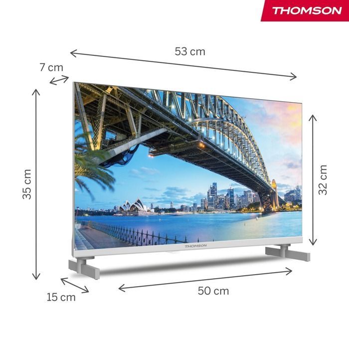Televisore LED Thomson 24HG2S15CW con adattatore da campeggio 12V, HD 60Hz, 60cm, 2025