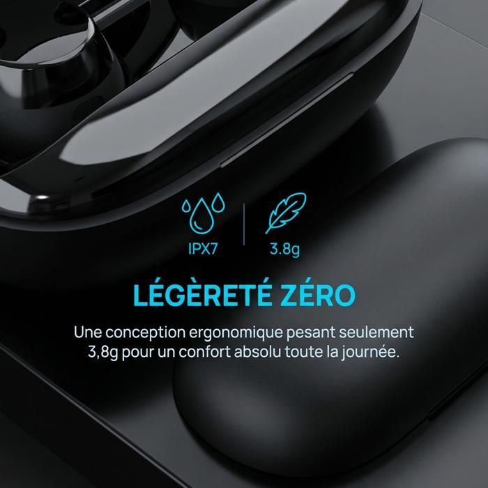 Wireless Earbuds - FINGERTIME - 4 Microphones for HD Calls, Immersive Stereo Sound, 48H Battery Life, IPX7 Waterproof, LED Display