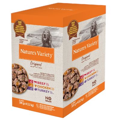 Assortiment de 8 pâtés Nature's Variety Original sans céréales, format moyen/maxi, 300 g