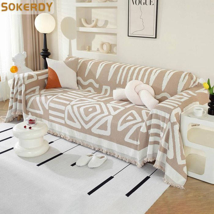 Funda para sofá de 3 plazas - SOKERDY - Caqui - 180x300 cm - Antideslizante - Resistente a los arañazos