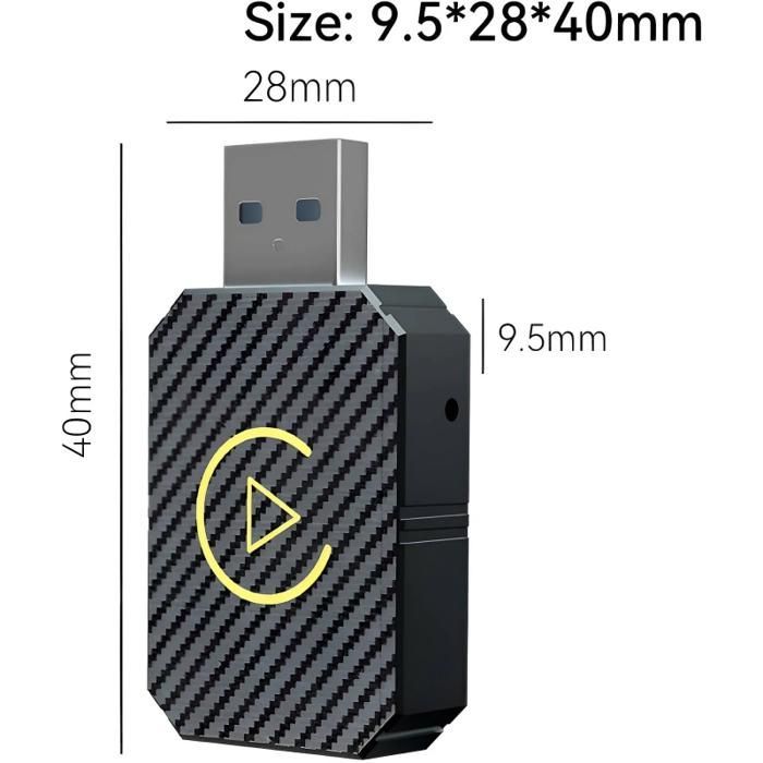 Adaptador inalámbrico para CarPlay y Android Auto, Bluetooth, Wi-Fi, conectar y usar, transmisión de voz, amplia compatibilidad.