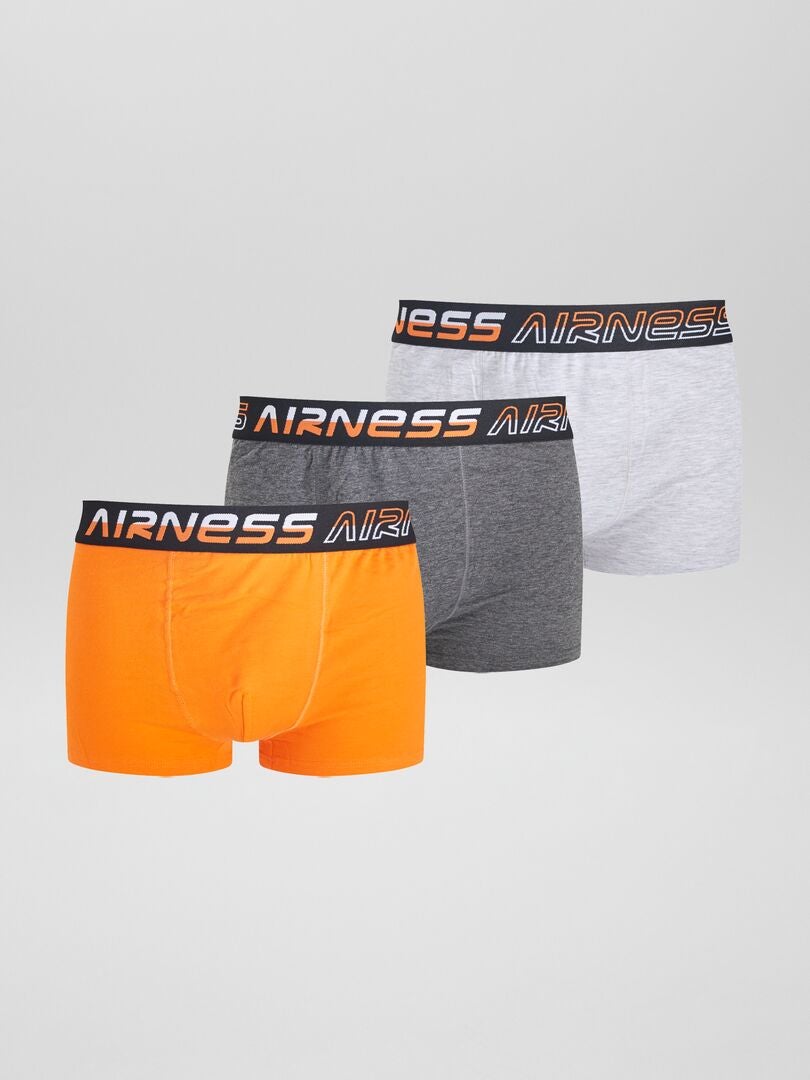 Conjunto de 3 cuecas boxer 'Airness' de cor sólida - LARANJA