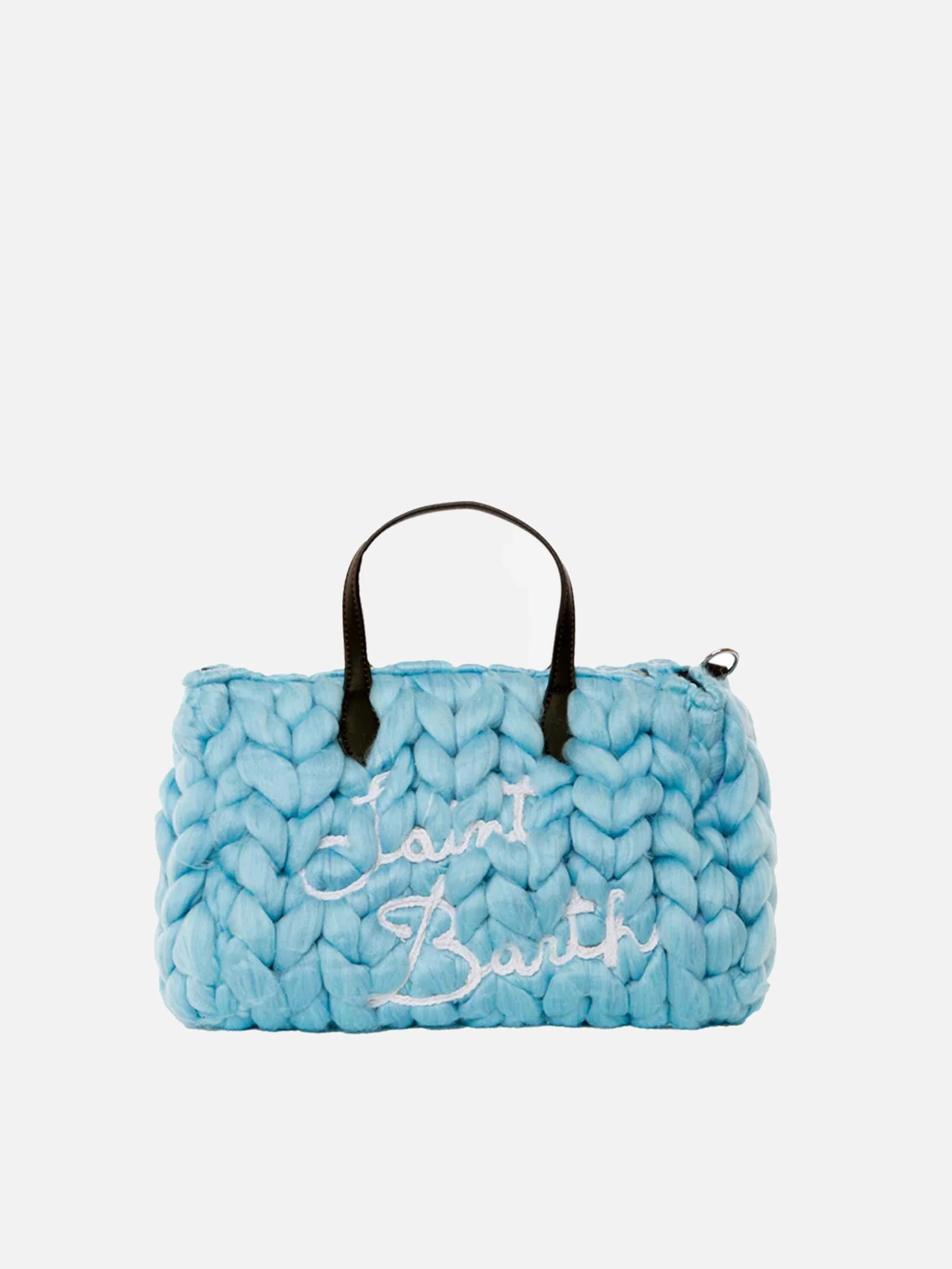 Bolso jumbo Vivian en tricot azul claro.