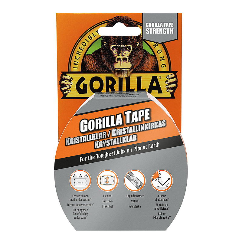 Gorilla reparatietape 48 mm 8,2 m transparant Gorilla
