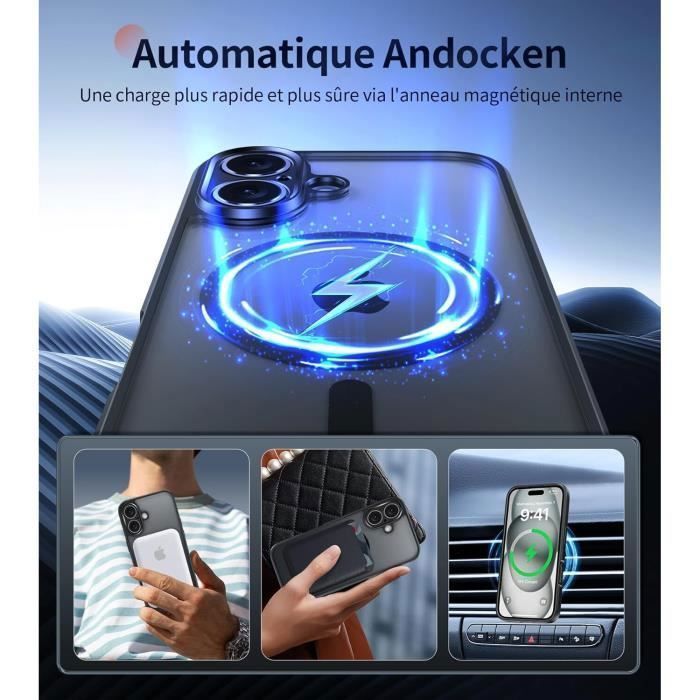Funda para iPhone 16 - MASSILIA TECH - MagSafe Magnética - Negra
