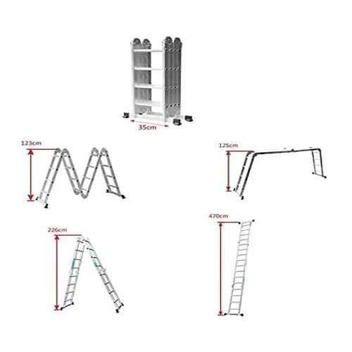 Escalera multifuncional - Aluminio - 4 x 4 - Carga máxima 150 kg - Altura máxima 4,7 m - Plegable