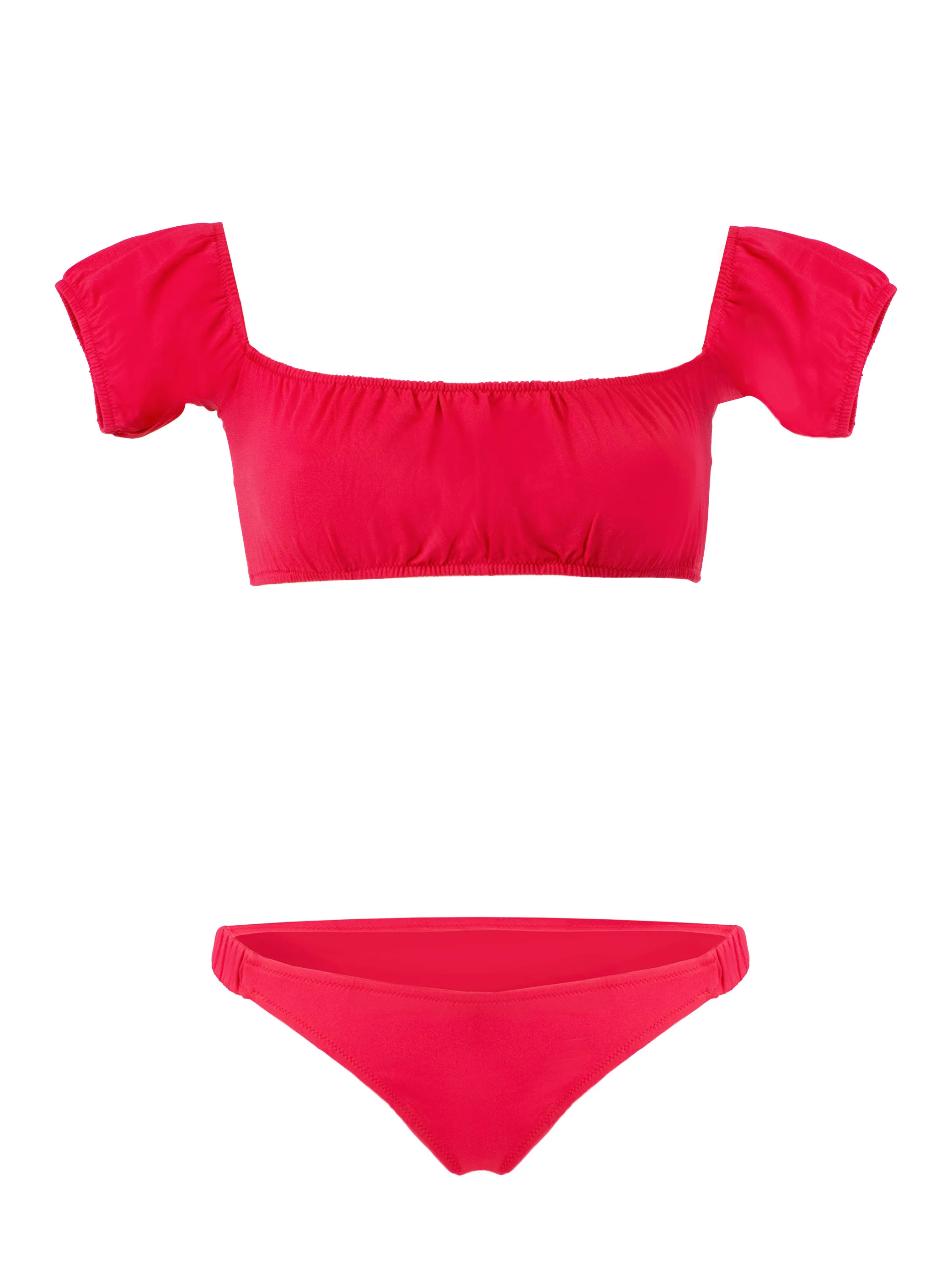 Bikini met rode rug en schouders