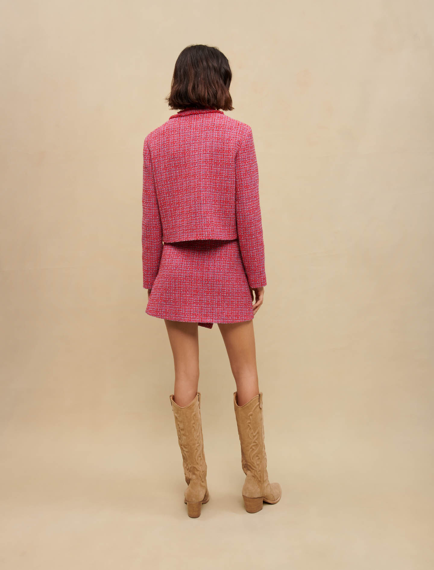 Jachetă fuchsia tweed