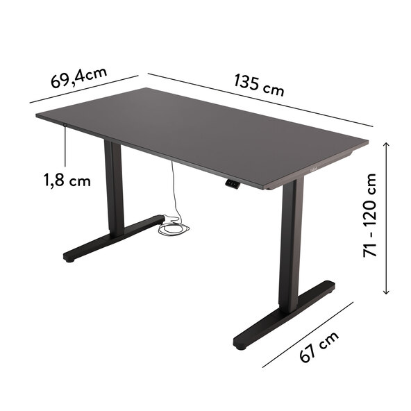 Electrically height-adjustable desk Desk Basic, anthracite