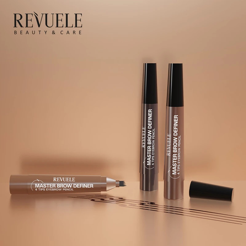 Revuele Master Brow Definer 4 uzgaļu uzacu zīmulis precīzs uzacu zīmulis