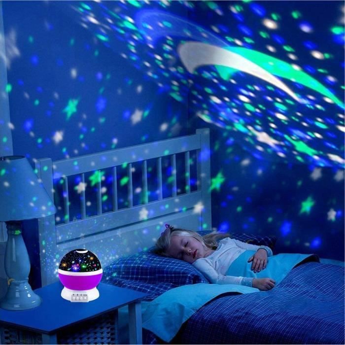 Lámpara de noche infantil con forma de estrella - Lámpara de proyección giratoria de 360° - KT04 - Azul - Infantil
