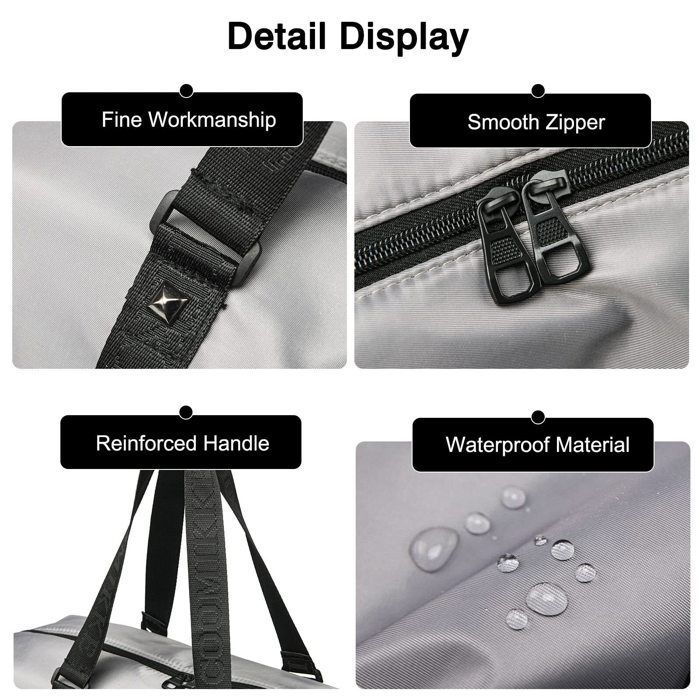 Ultralight Travel Bags, Large Sports Bags for Men and Women, Fitness Totes, Handbags, Weekend Backpacks, Gray