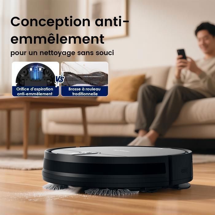 VersLife L6 - Aspirateur Robot Laveur 2 en 1, 4000Pa/120Min- 5Modes - WiFi/App&Vocal, Charge-auto, Poils d’Animaux et Tapis