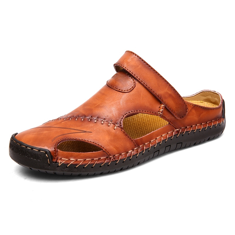 Sandali estivi da uomo in pelle di vacchetta, nuovi, casual, morbidi, fatti a mano, sandali da uomo in pelle, sandali estivi da spiaggia per esterni, taglie grandi 38 48