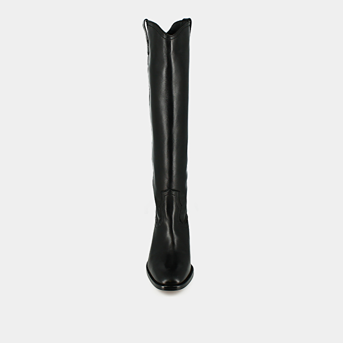Bottes hautes à bouts pointus  en cuir noir