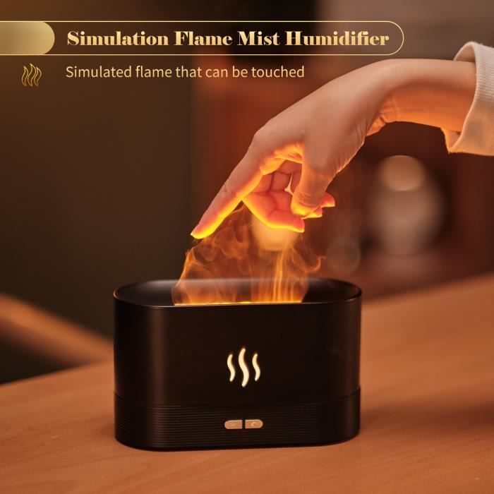 Humidificador - HOMGEEK - Negro - Aromaterapia - Luz nocturna - Niebla simulada