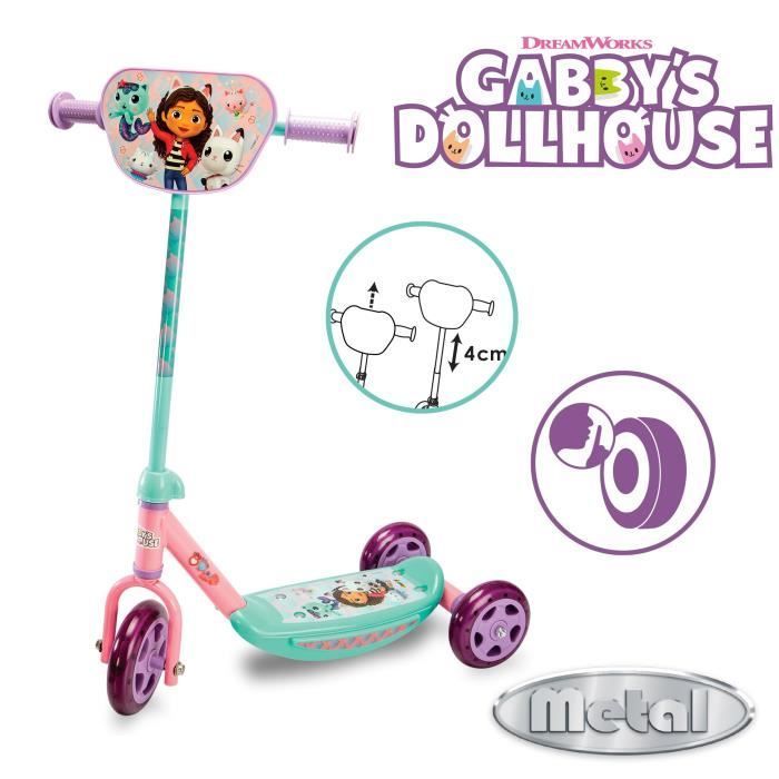 Monopattino a 3 ruote - SMOBY - Gabby e la Casa Magica - Metallo - Altezza regolabile 67/70 cm - Antiscivolo