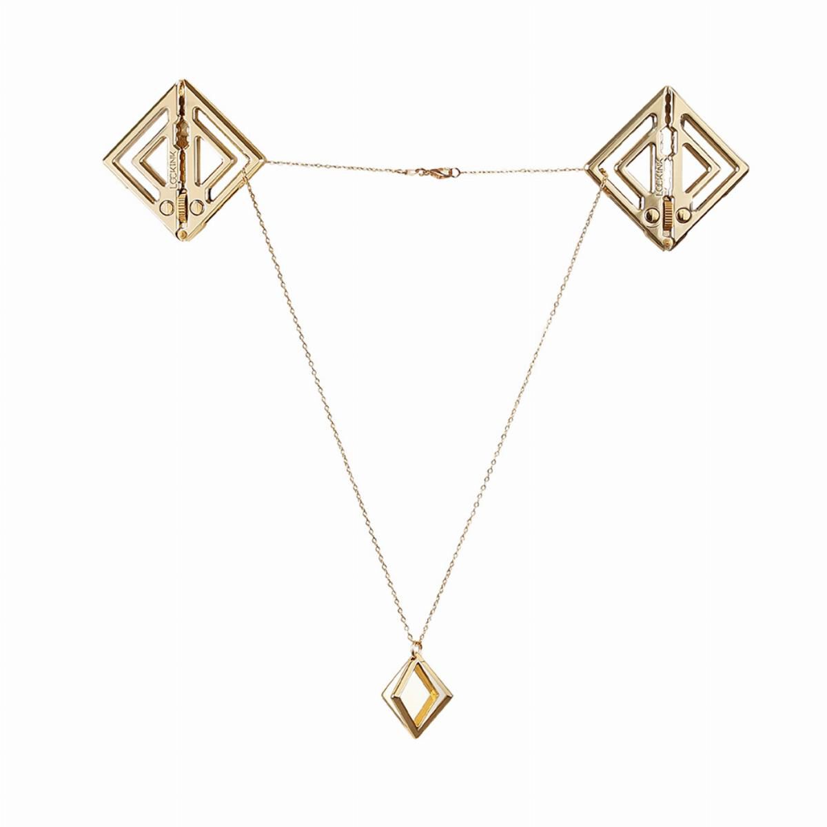Pinces à tétons réglables Lockink avec pendentif lumineux, or
