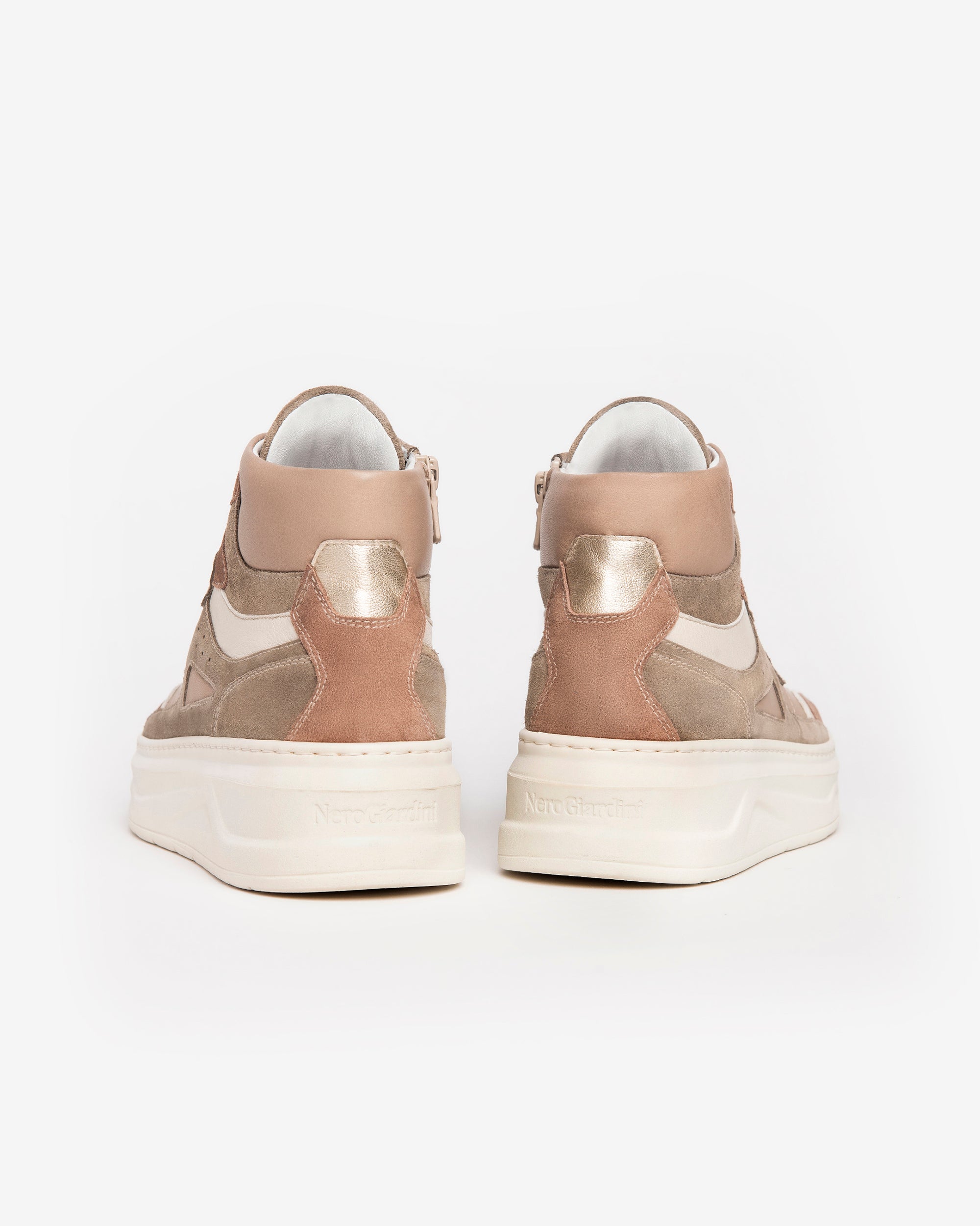 Damen-Sneaker mit hohem Schaft aus Wildleder und Leder