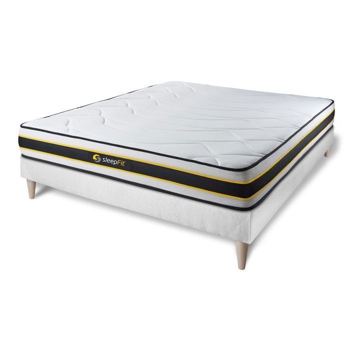 Ensemble matelas + sommier - FLEXY - 160x200 cm - Ressorts ensachés - Mousse à mémoire de forme